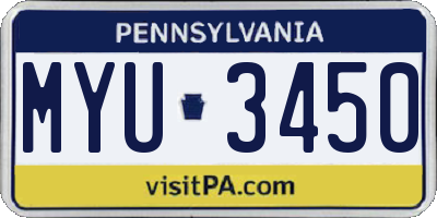 PA license plate MYU3450
