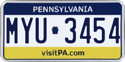 PA license plate MYU3454