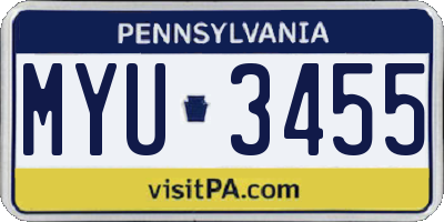 PA license plate MYU3455