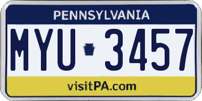 PA license plate MYU3457