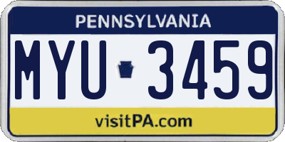 PA license plate MYU3459