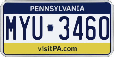 PA license plate MYU3460