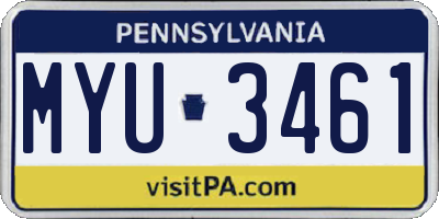 PA license plate MYU3461
