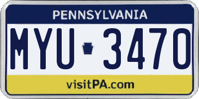 PA license plate MYU3470