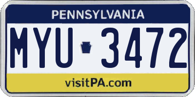 PA license plate MYU3472