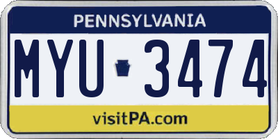 PA license plate MYU3474
