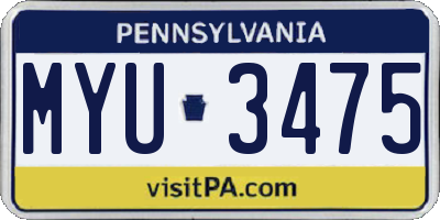 PA license plate MYU3475