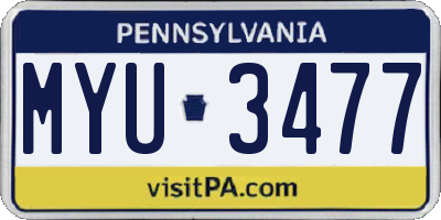 PA license plate MYU3477