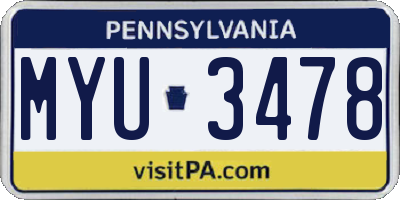 PA license plate MYU3478