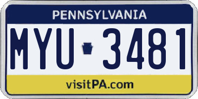 PA license plate MYU3481