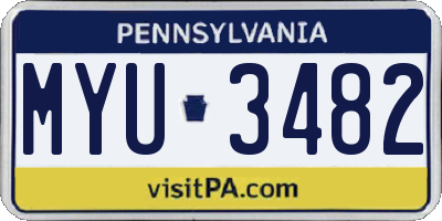 PA license plate MYU3482