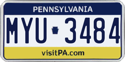 PA license plate MYU3484