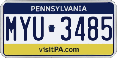 PA license plate MYU3485