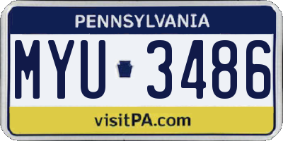 PA license plate MYU3486