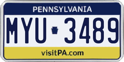 PA license plate MYU3489