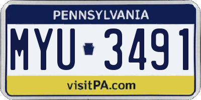 PA license plate MYU3491
