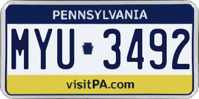 PA license plate MYU3492
