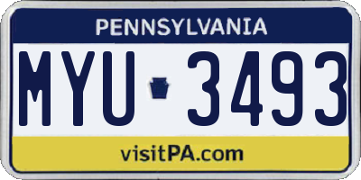 PA license plate MYU3493