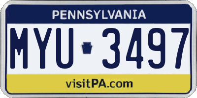 PA license plate MYU3497