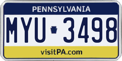 PA license plate MYU3498