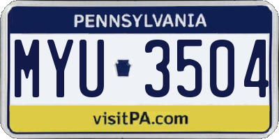 PA license plate MYU3504