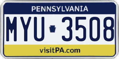 PA license plate MYU3508