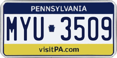 PA license plate MYU3509