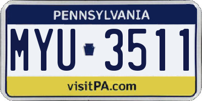 PA license plate MYU3511