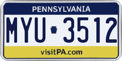 PA license plate MYU3512