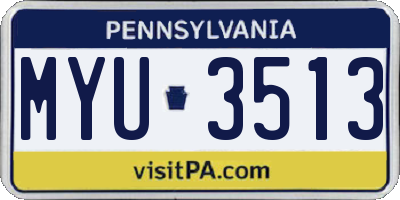 PA license plate MYU3513