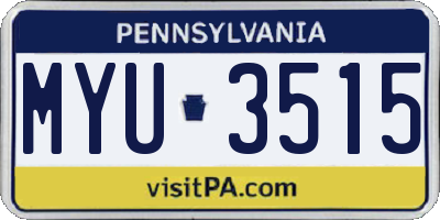 PA license plate MYU3515