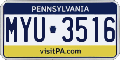 PA license plate MYU3516
