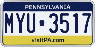 PA license plate MYU3517