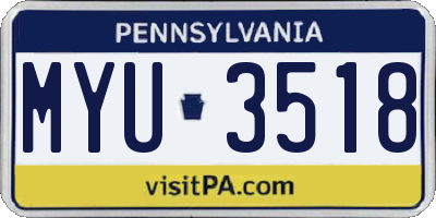 PA license plate MYU3518