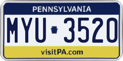 PA license plate MYU3520