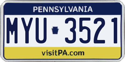 PA license plate MYU3521
