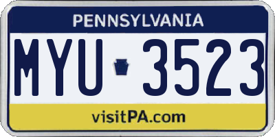 PA license plate MYU3523