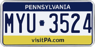 PA license plate MYU3524
