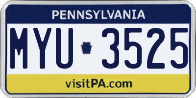 PA license plate MYU3525