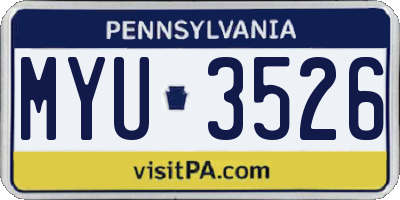 PA license plate MYU3526