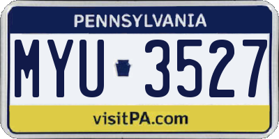 PA license plate MYU3527