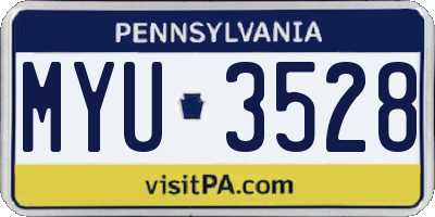 PA license plate MYU3528