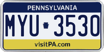 PA license plate MYU3530