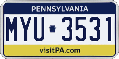PA license plate MYU3531