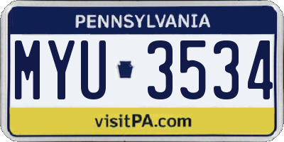 PA license plate MYU3534