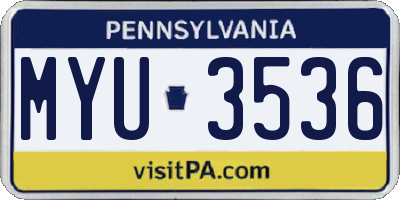 PA license plate MYU3536