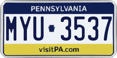 PA license plate MYU3537