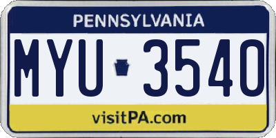 PA license plate MYU3540