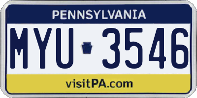 PA license plate MYU3546