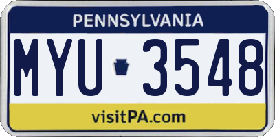 PA license plate MYU3548